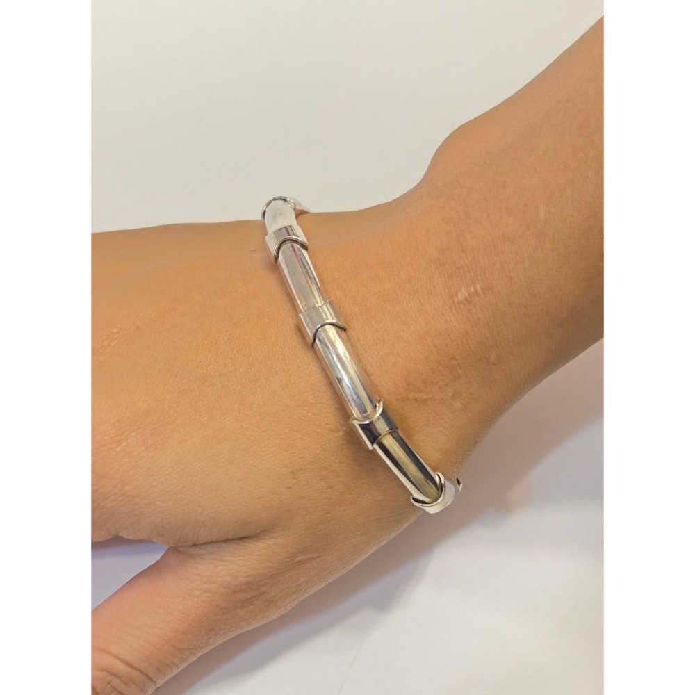 Vtg Solid Sterling Silver Modernist Sleek Link Bracelet Mexico 925 7.5" Heavy